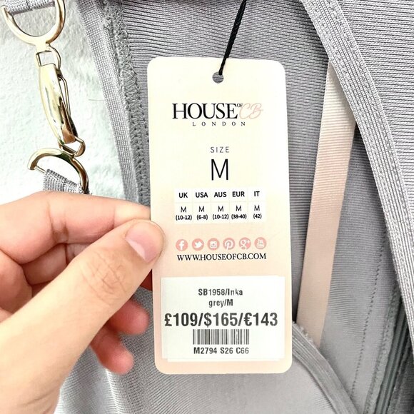 NWT House of CB Inka Grey 90's Inspired Dress Size M - Picture 3 of 13